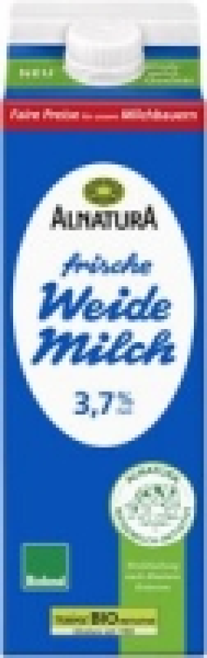 Frische Weidemilch 3,7 % Fett 1.59 €