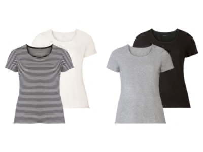 esmara® Damen T-Shirt, 2 Stück, mit hohem Baumwollanteil