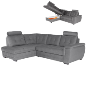 Roller  Ecksofa - grau - Webstoff - Liegefunktion - Staukasten links