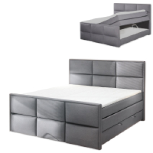 Boxspringbett - H3 - silber - Bettkasten - 180x200 cm