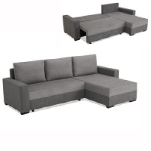 Ecksofa - pewter-grau - Liegefunktion - Staukasten - Ottomane rechts