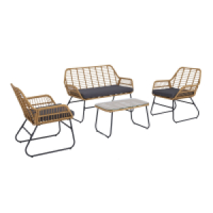 Gartenlounge-Set - holzfarben-grau - 4-teilig