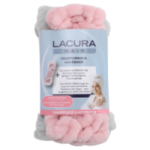 LACURA HAIR Haarturban-Set mit Nassbürste oder Haarband, 2er-Set