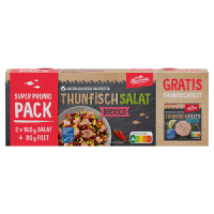 Thunfischsalat 2er-Pack je 160 g + Thunfischfilet, Mexikanisch