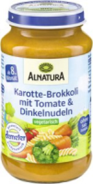 Alnatura Karotten, Brokkoli mit Tomaten und Dinkelnudeln