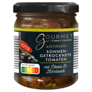 Aldi Süd  GOURMET FINEST CUISINE Antipasti 190 g, Getr. Tomate-Olive-Bärlauch