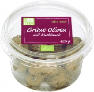 Grüne Oliven mit Knoblauch 2.99 €